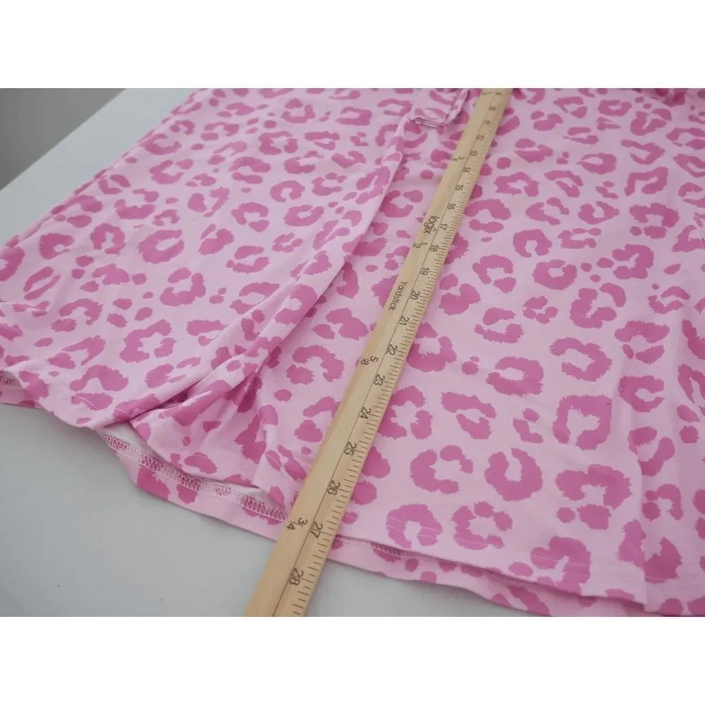 Pink Leopard Button-Front Tank Top L - Picture 6 of 7